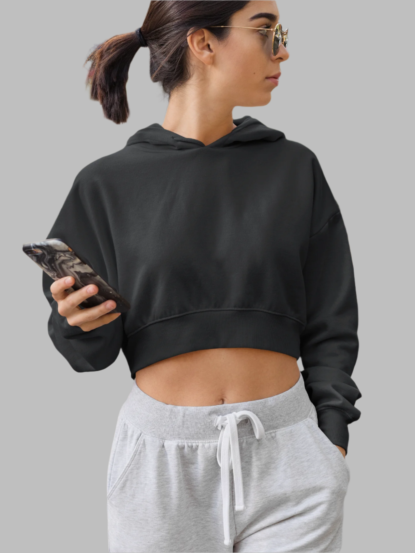 Black - Crop Hoodie