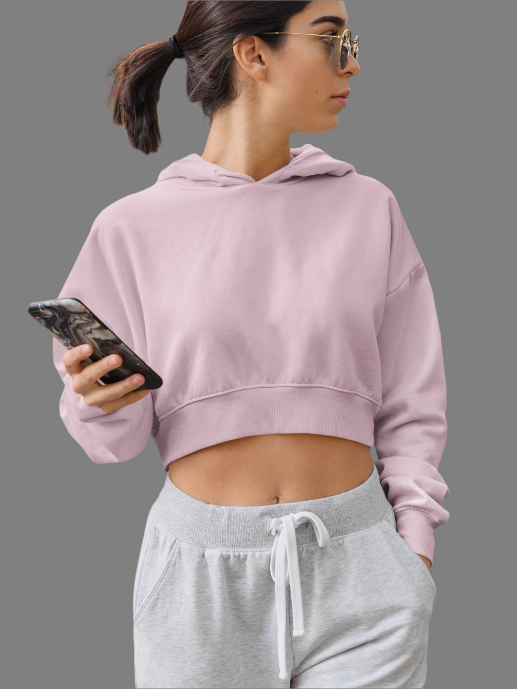 Light Baby Pink - Crop Hoodie