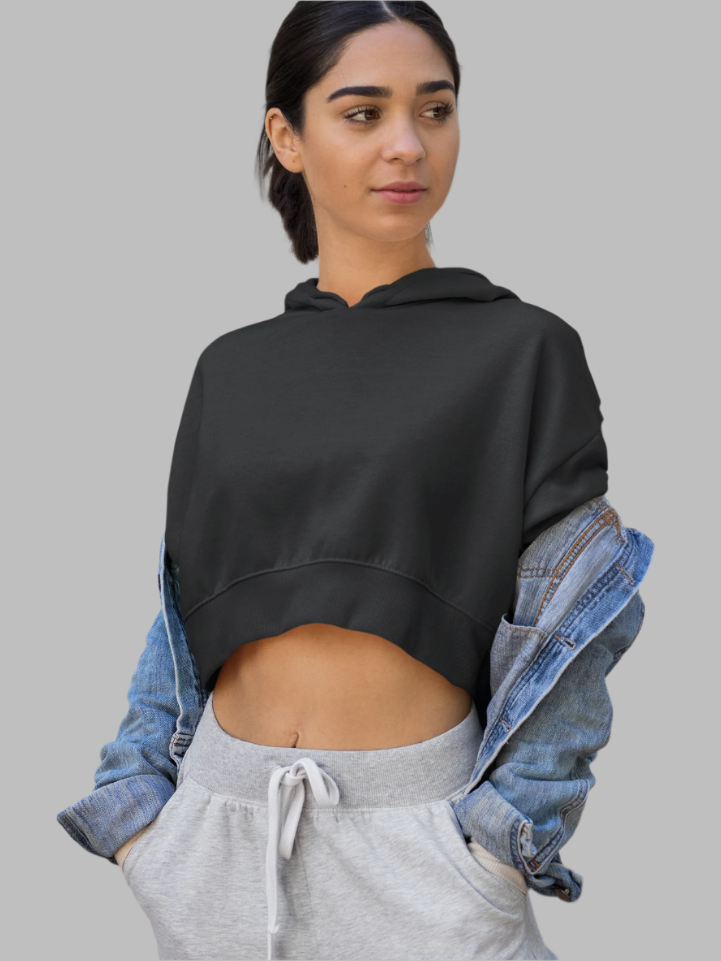 Black - Crop Hoodie