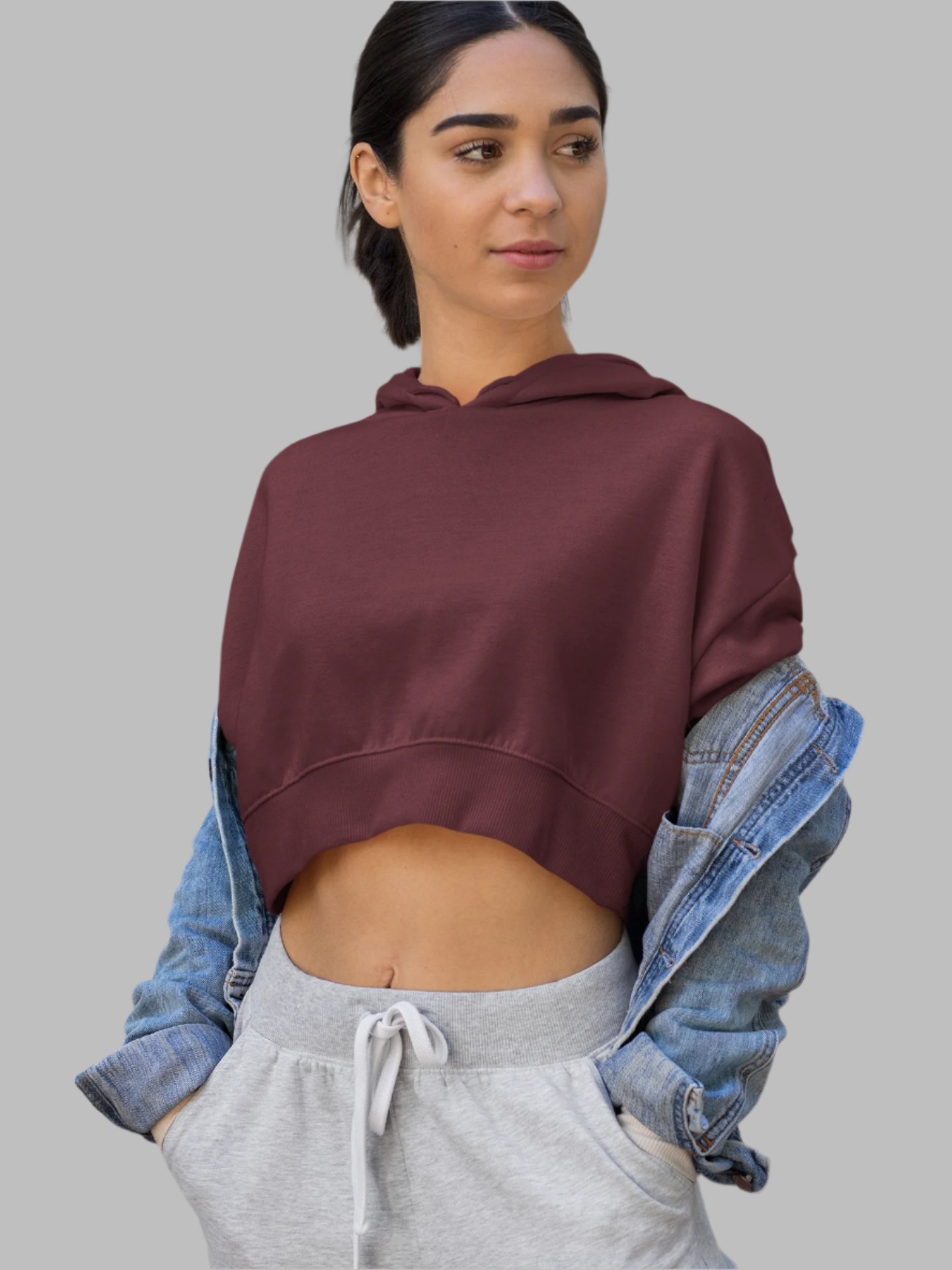 Maroon - Crop Hoodie