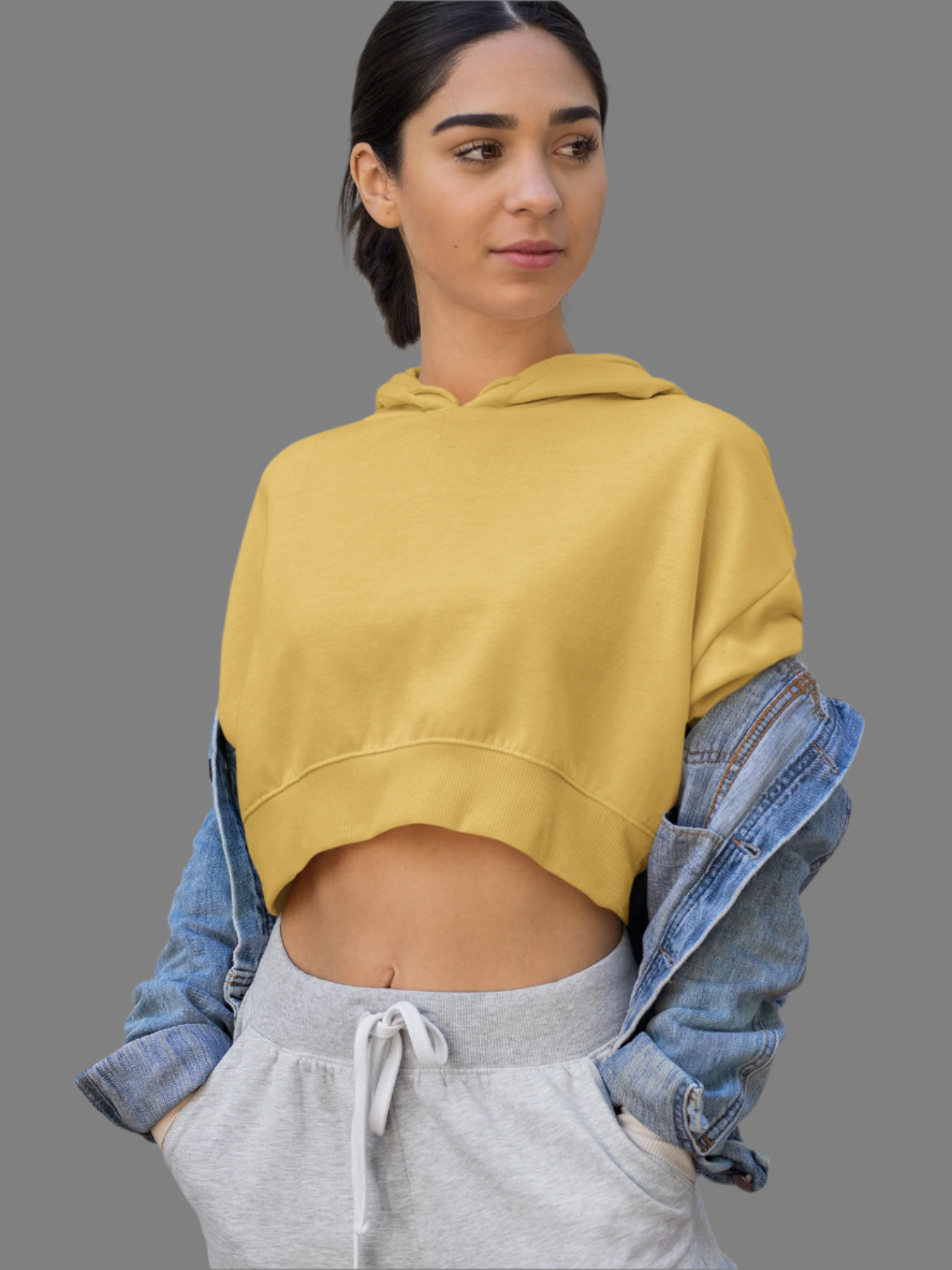 Mustard Yellow - Crop Hoodie