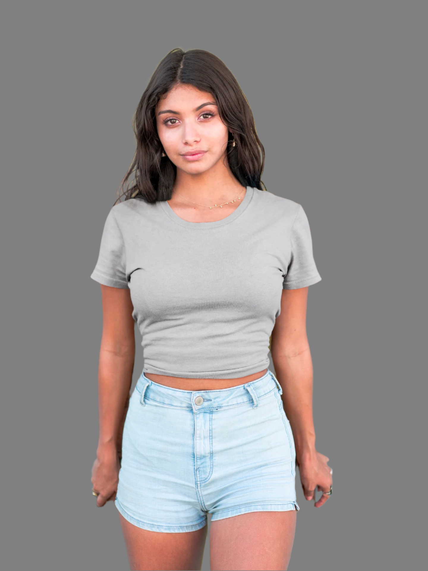 Grey Melange - Crop Top